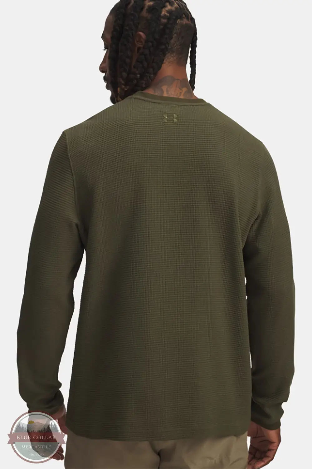 Under Armour 6005030 UA Expanse Waffle Long Sleeve Shirt on 308 green, rear