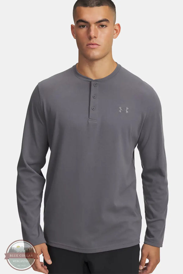 Under Armour 6005033 UA Expanse ColdGear Infrared Long Sleeve Henley Shirt in 025 gray, front