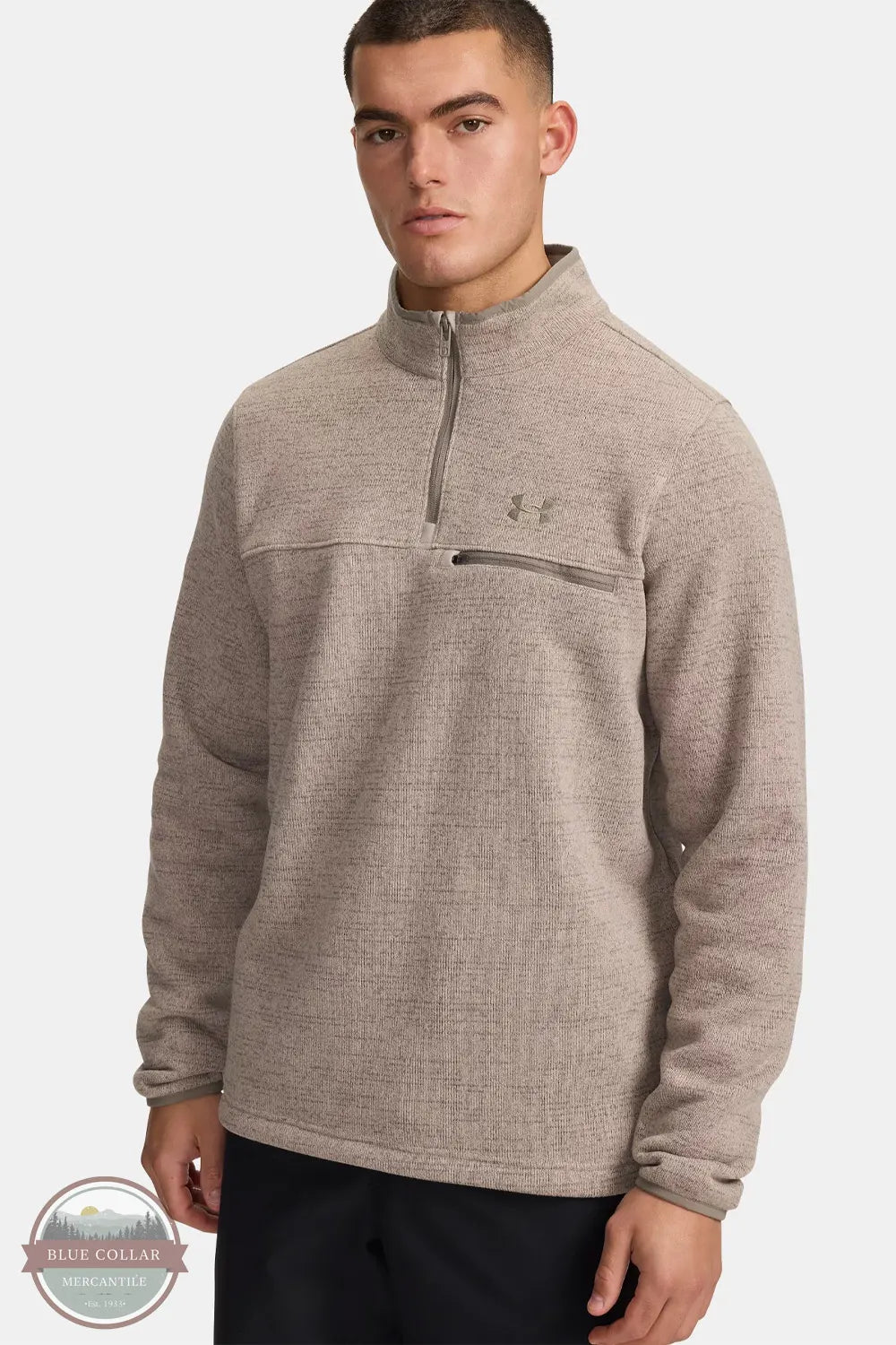 Under Armour 6005058 UA Specialist Men's 1/4 Zip Pullover in 5 Colors! Timberwolf Taupe/Taupe Dusk Front View