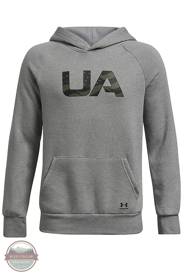 Under Armour 6005419-035 Rival Freedom Wordmark Hoodie in Steel Gray, front