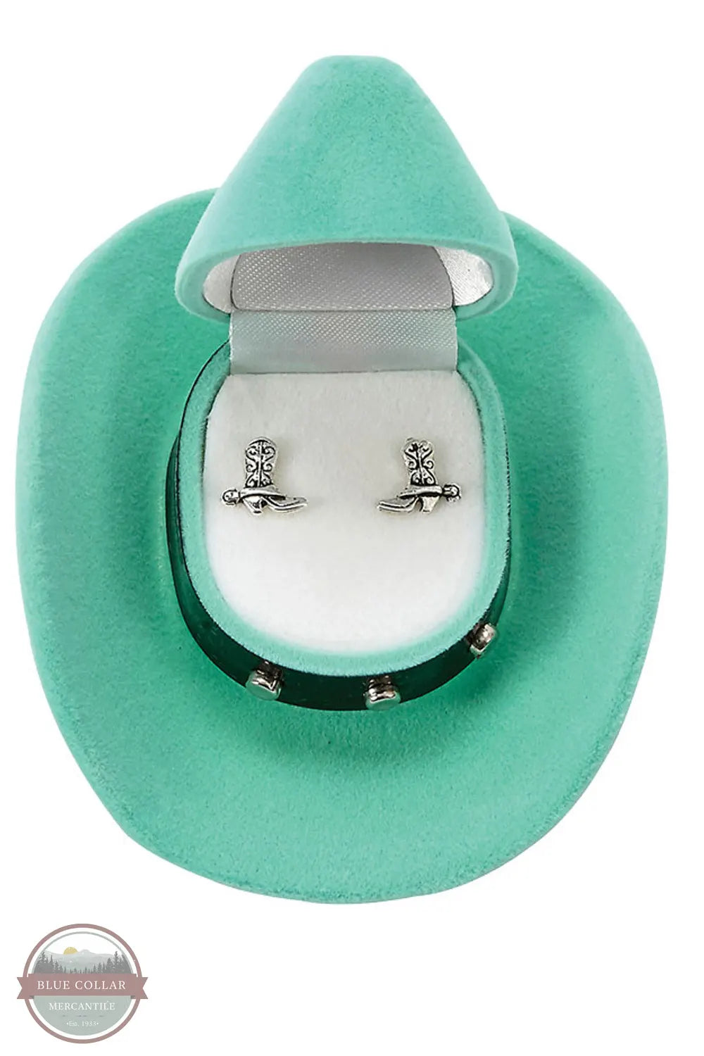 HE-141 Cowboy Boot Earrings in Cowboy Hat Gift Box by Western Express opened box