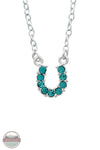 HN-10 Aqua Rhinestone Horseshoe Necklace in Pony Head Gift Box by Western Express necklace