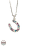 HN-1430 Multicolor Rhinestone Horseshoe Necklace in Cowboy Hat Gift Box by Western Express necklace