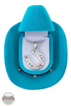 HN-1430 Multicolor Rhinestone Horseshoe Necklace in Cowboy Hat Gift Box by Western Express opened