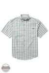 Wolverine W1203610 Mortar Plaid Short Sleeve Button Down Work Shirt 349 Front View