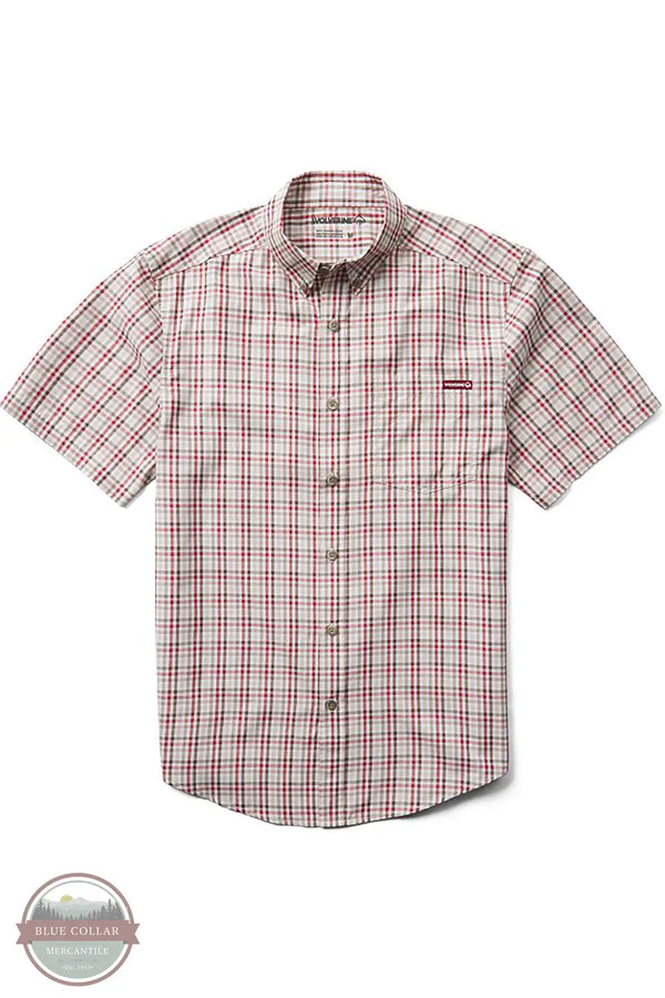 Wolverine W1203610 Mortar Plaid Short Sleeve Button Down Work Shirt 602 Front View
