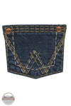 Denim pocket with decorative stitching and metal buttons on a white Wrangler 09MWGHS Girls Denver Retro Bootcut Jean background