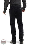 Person wearing black pants on a white background with Blue Collar logo. Wrangler 112358240 Retro Slim Fit Straight Leg Jean rear view