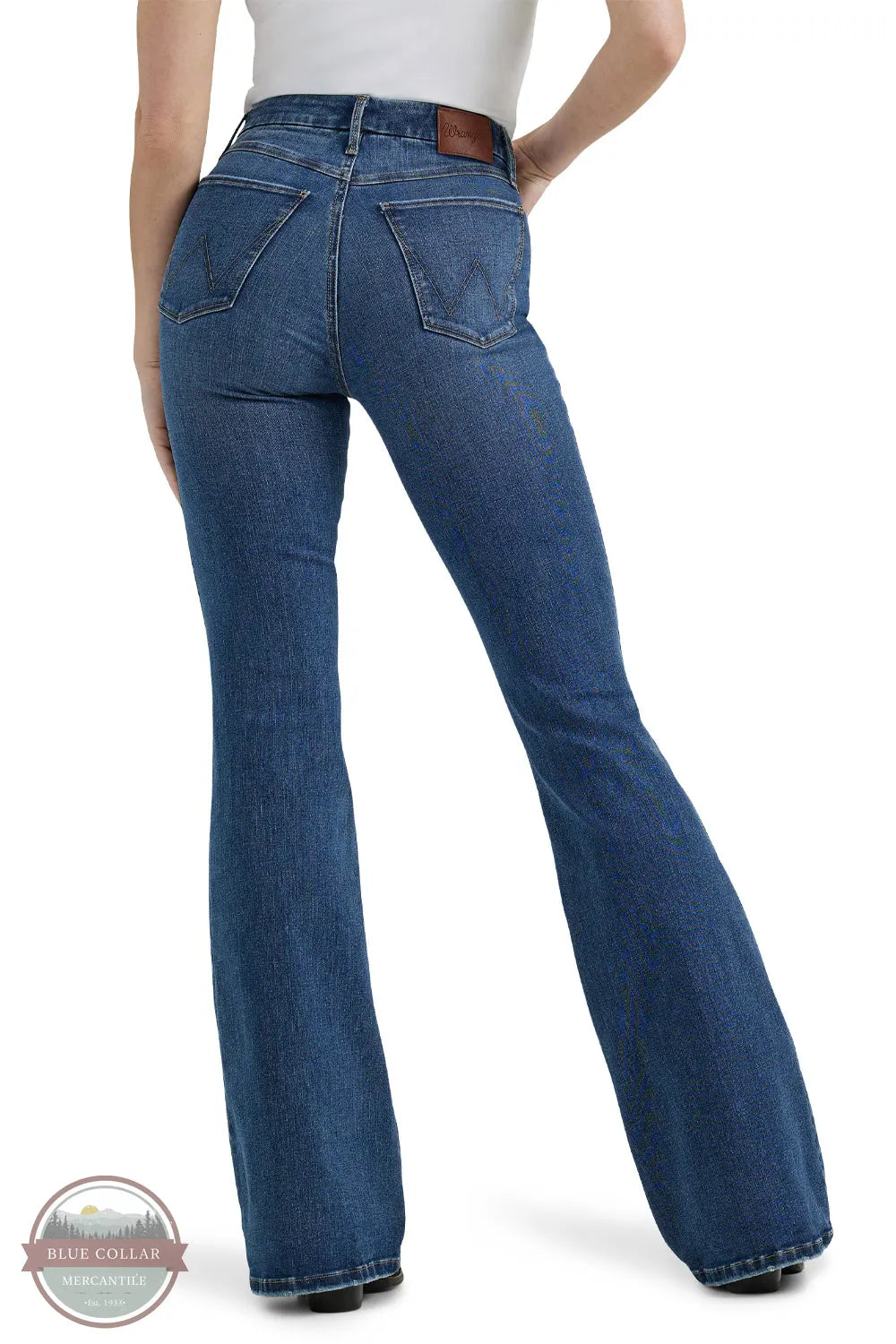 Women's 112359281 Wrangler Bespoke High Rise Flare Jean in Lily rear view
