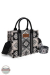 Wrangler WG2209-8120S Aztec Pattern Print Crossbody Tote in black, front