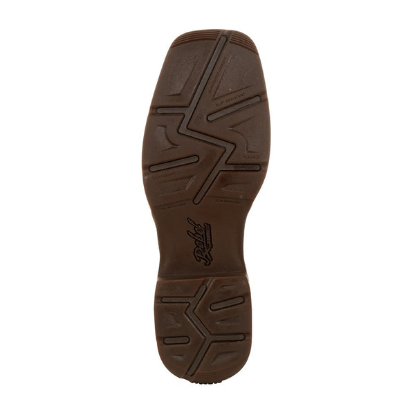 Durango DDB0314 Rebel™ Brown Distressed Falg Embroidery Western Boot sole view