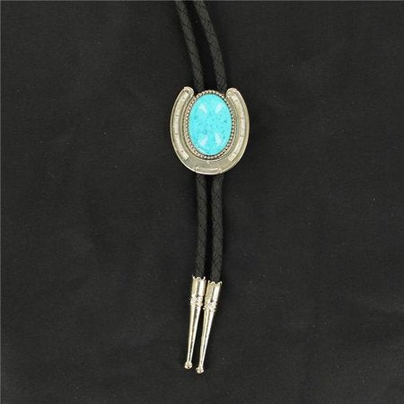 M&F 22108 Horseshoe with Blue Stone Bolo black background