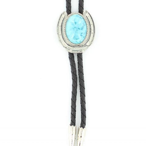 M&F 22108 Horseshoe with Blue Stone Bolo close up