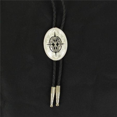 M&F 2270236 Silver & Black Oval Bolo black background