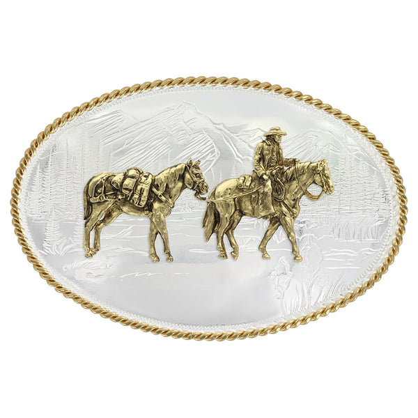 Montana Silversmiths 6250-35 Etched Mountains w/ Pack Horse and Rider