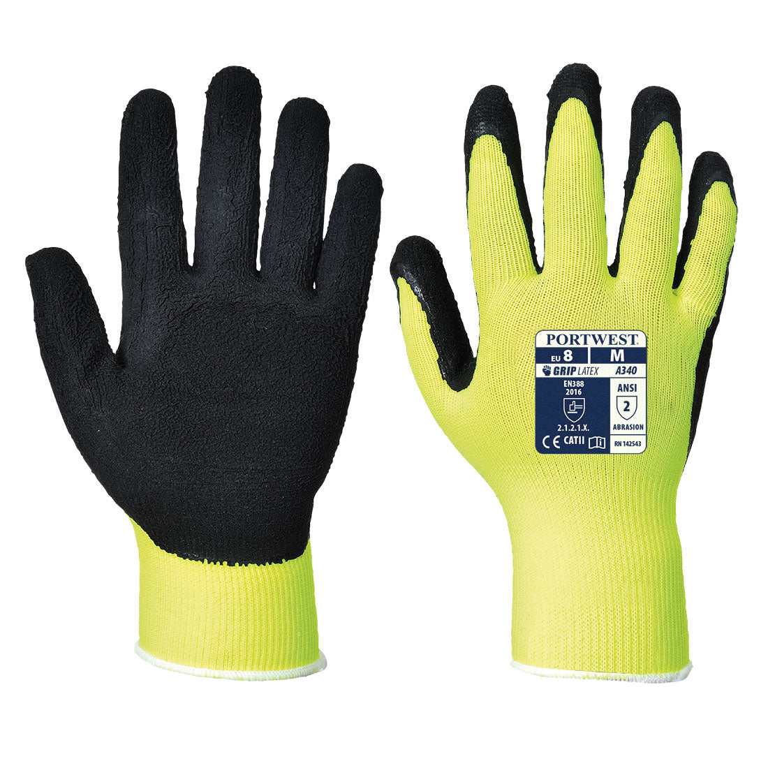 Portwest A340 Hi-Vis Grip Glove, Latex Foam