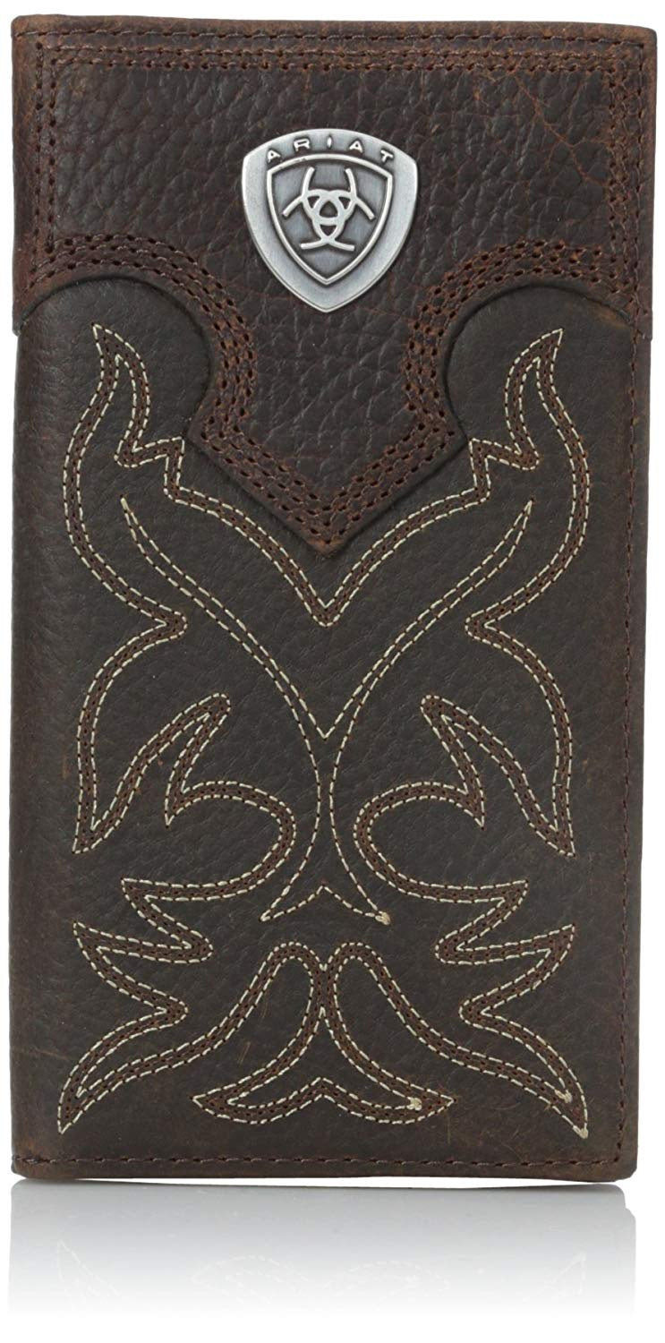 A3510802 Overlay Boot Stitch & Shield Leather Checkbook Wallet