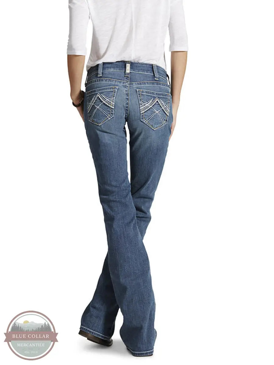 Ariat 10016202 R.E.A.L. Mid Rise Whipstitch Boot Cut Jean in Rainstorm rear viw