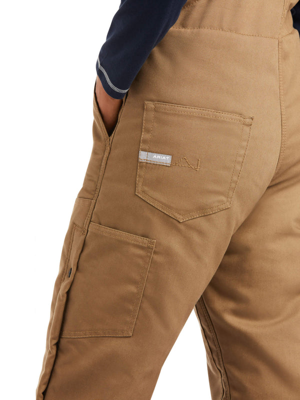 Ariat 10036685 Rebar DuraCanvas Stretch Insulated Bib in Field Khaki Back Bottom Detail
