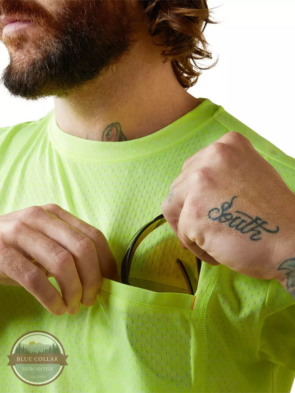 Ariat 10043326 Rebar Evolution Athletic Fit T-Shirt in Safety Yellow Detail View