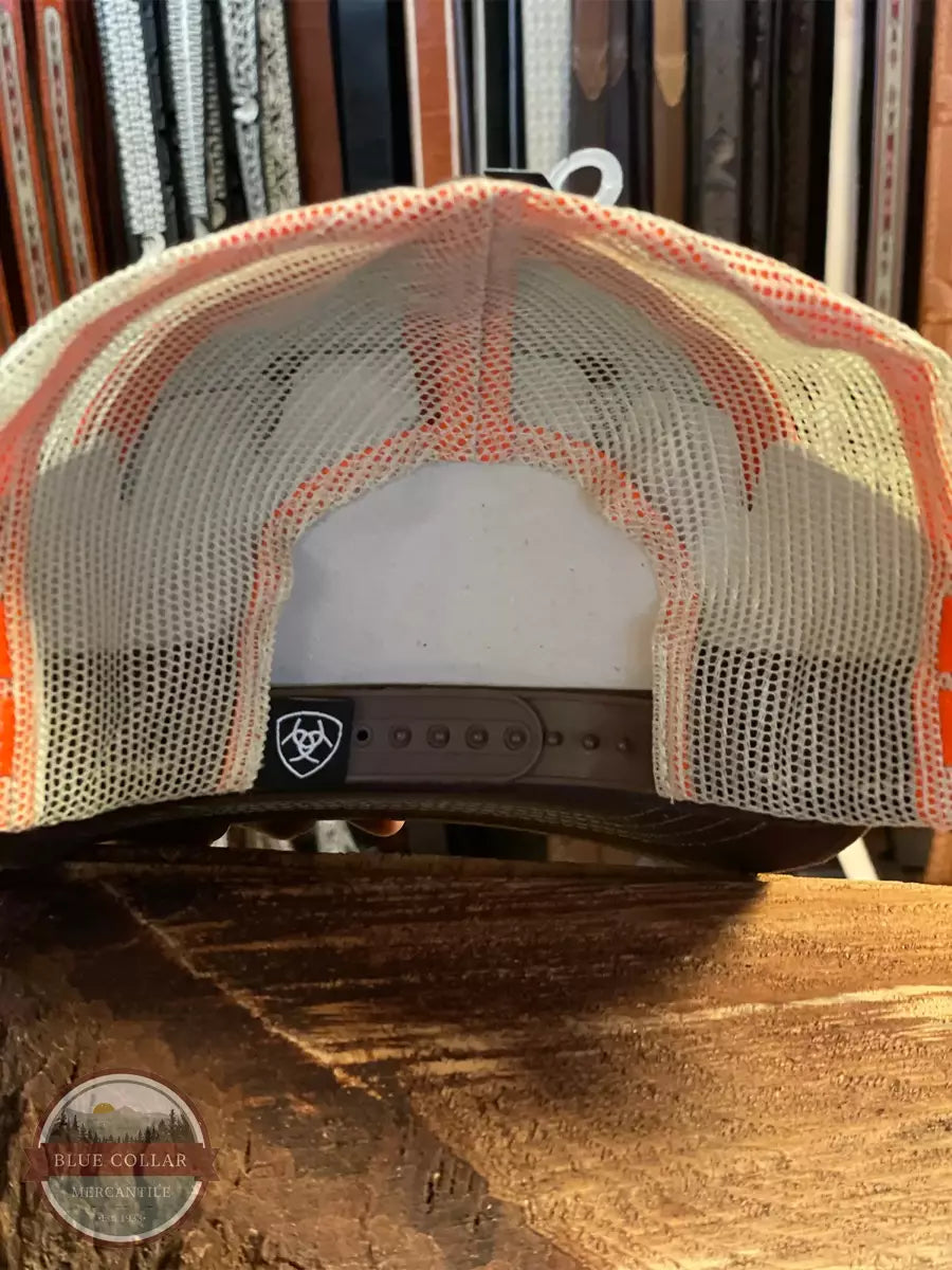 Ariat 1595002 Brown Oilskin Ball Cap with Orange Accents Back Life View