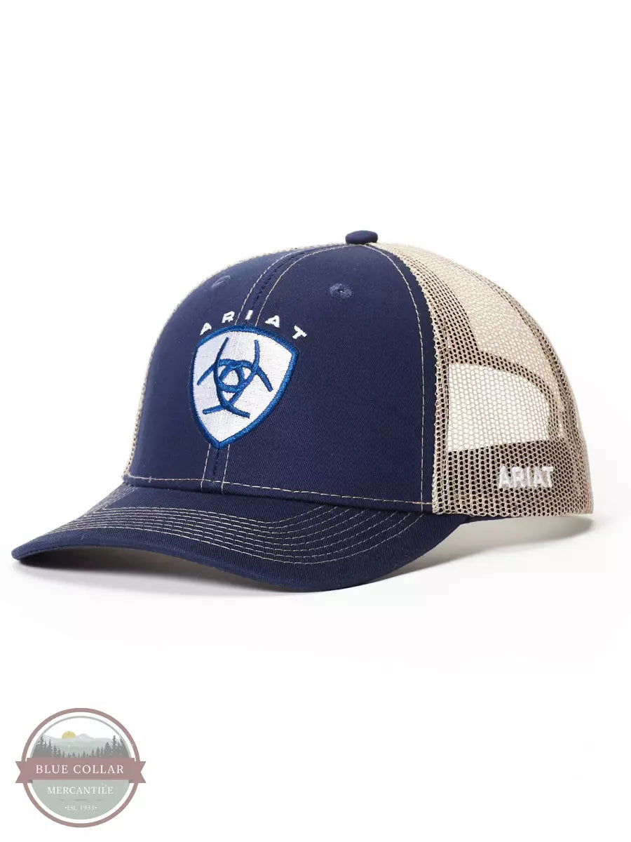 Ariat 1595303 Navy Ball Cap with White & Tan Accents Profile View