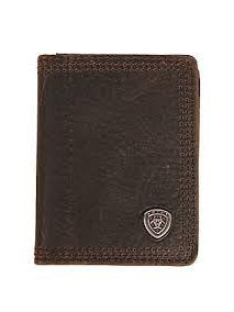 Ariat A35120282 Performance Work Dark Brown Leather Bi-Fold Flipcase Wallet Closed