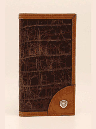 Ariat A3523402 Rodeo Crocodile Corner Logo Wallet / Checkbook Front View