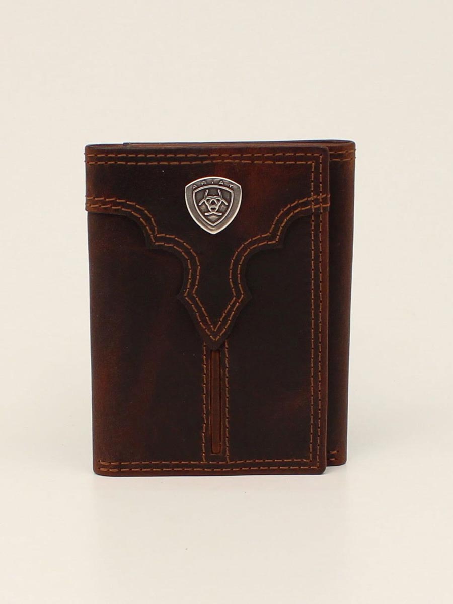 Ariat A3550102 Center Bump Shield Tri-Fold Wallet Front View