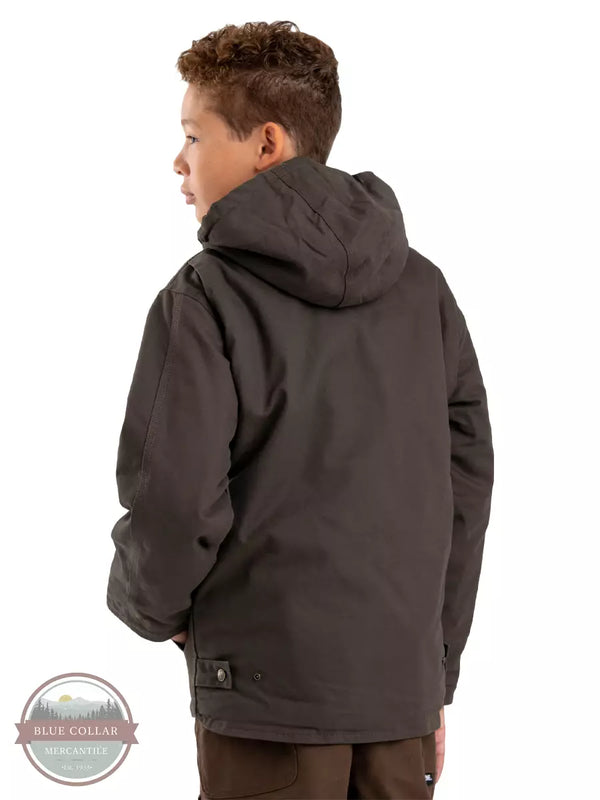Berne BHJ42 Boy's Youth Sherpa-Lined Softstone Duck Hooded Jacket Back Back View