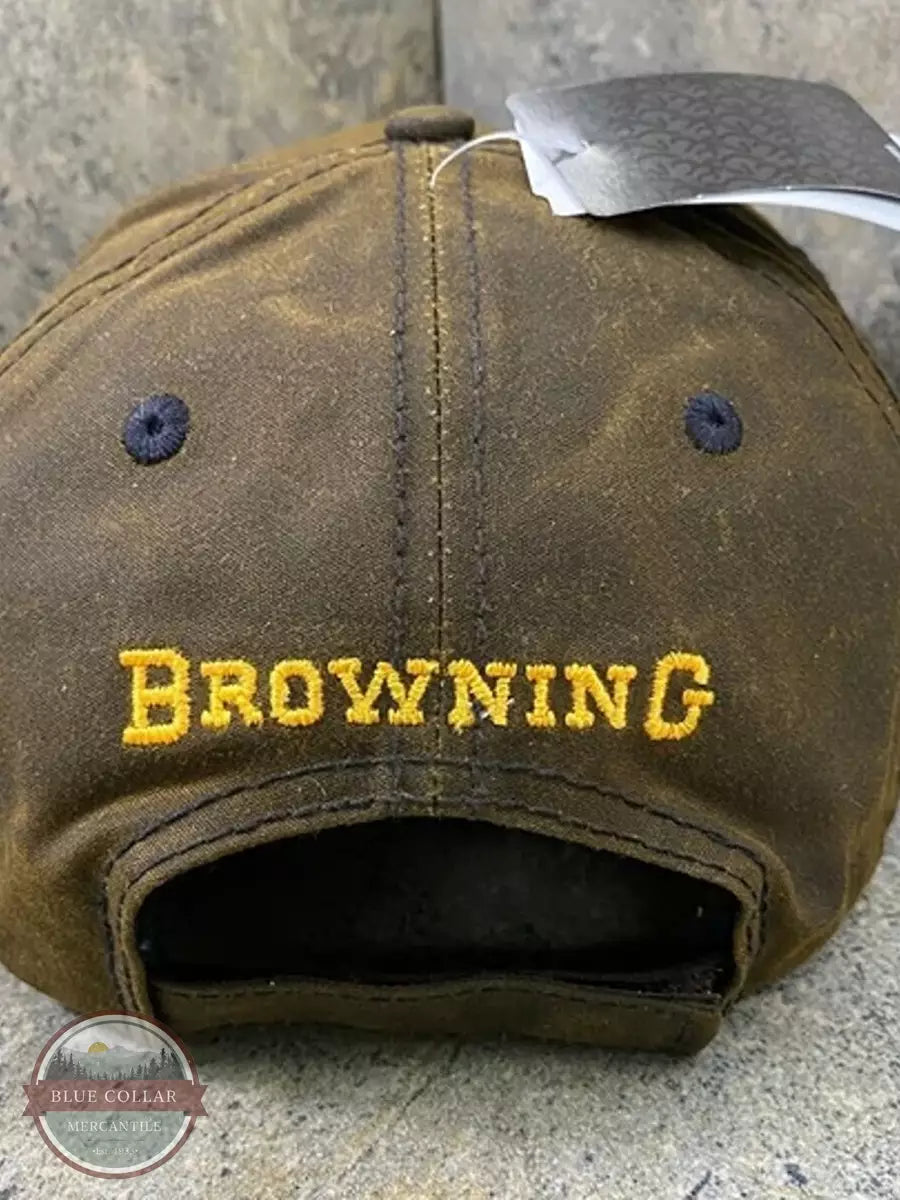 Browning 308412881 Dura-Wax Solid Color Cap with 3D Buckmark in Brown Back Detail