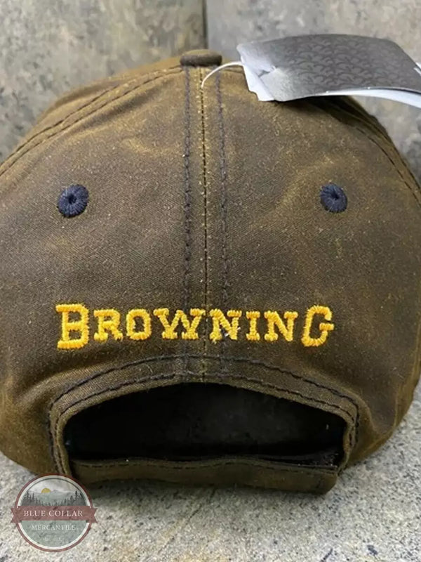 Browning 308412881 Dura-Wax Solid Color Cap with 3D Buckmark in Brown Back Detail