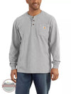 Carhartt K128 Loose Fit Heavyweight Long Sleeve Pocket Henley T-Shirt Heather Gray Front View