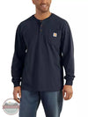 Carhartt K128 Loose Fit Heavyweight Long Sleeve Pocket Henley T-Shirt Navy Front View