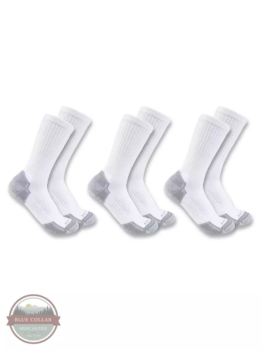 Carhartt SC6203M Lightweight Cotton Blend Crew Sock 3-Pack White Profile View