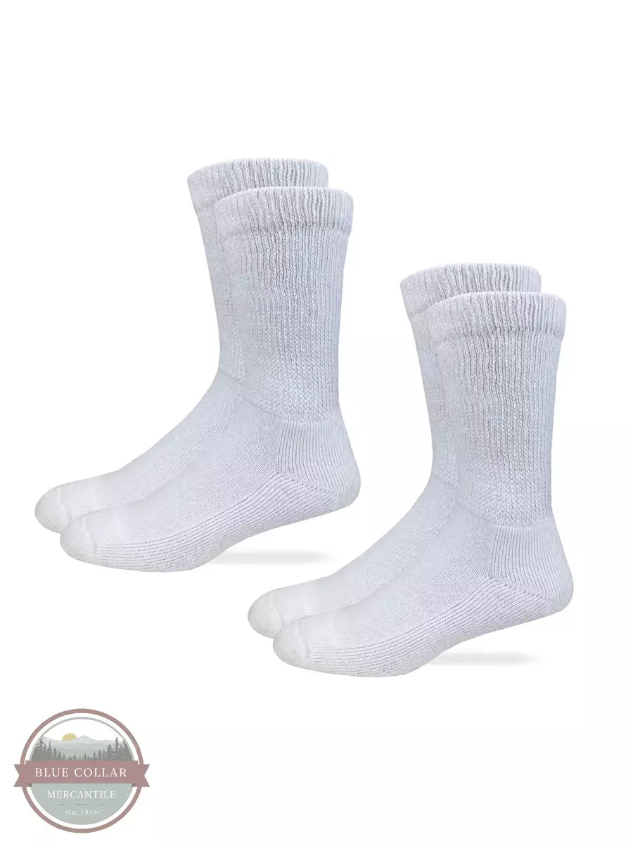 Carolina 9167-WHT Diabetic Crew Sock 2-Pack White Pair View