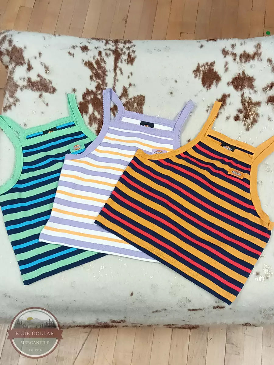 Dickies FSR65 Rib Knit Striped Tank Top All Front View