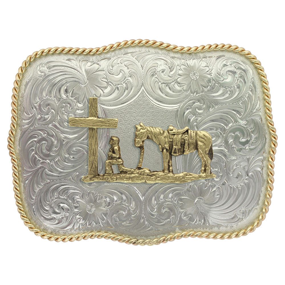 Montana Silversmiths G868-731 German Silver Christian Cowboy Western Belt Buckle