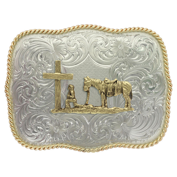 Montana Silversmiths G868-731 German Silver Christian Cowboy Western Belt Buckle