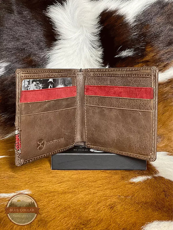 Hooey HBF014-BRRD Hooey Original Bi-Fold Wallet in Brown with Nomad Print Inside View