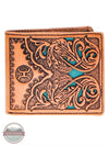 Hooey HBF017-TNTQ Phoenix Bi-Fold Wallet in Tan and Turquoise front View
