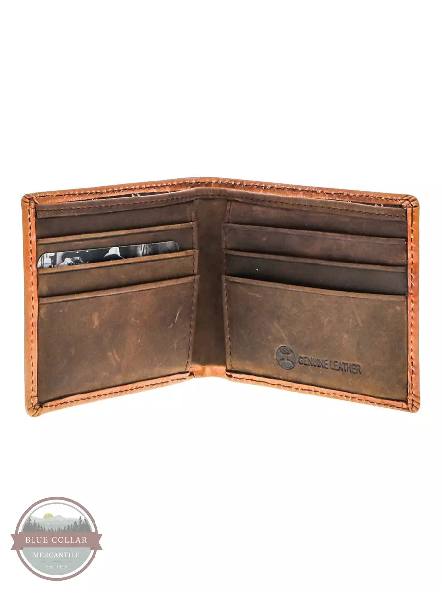 Hooey HBF017-TNTQ Phoenix Bi-Fold Wallet in Tan and Turquoise Inside View