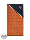 Hooey HW002-TNBR Hands Up Basket Weave Rodeo Checkbook Wallet in Brown w/ Black Leather Front View