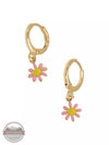 Joy Susan 338-225E Daisy Huggie Hoop Earrings Pink Detail View