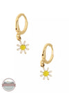 Joy Susan 338-225E Daisy Huggie Hoop Earrings White Detail View