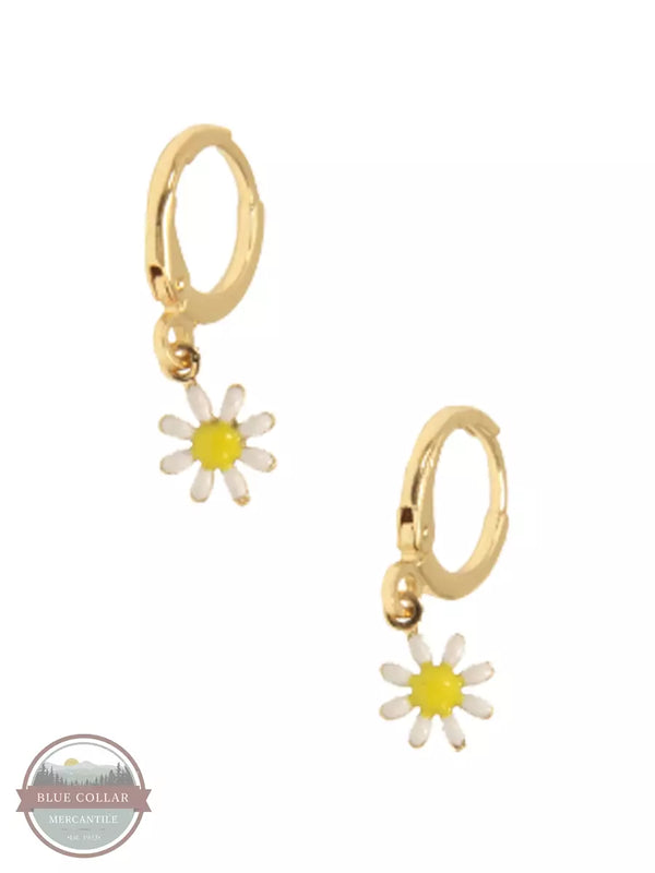 Joy Susan 338-225E Daisy Huggie Hoop Earrings White Detail View