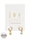 Joy Susan 338-225E Daisy Huggie Hoop Earrings White Front View