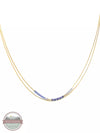 Joy Susan 341/06 Gold Two Row Chain with Beads Necklace Blue Front View