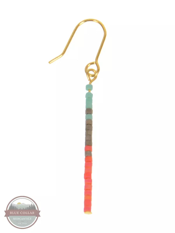 Joy Susan 341-12EC Gold Long Bar with Beads Earrings in Coral Detai View