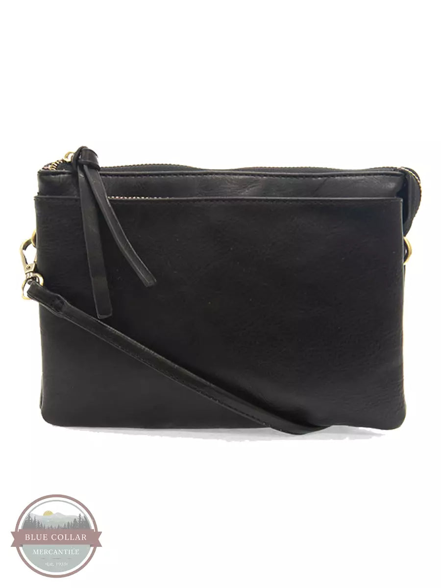 Joy Susan L8159 Piper Multi Pocket Crossbody Bag Black Front View